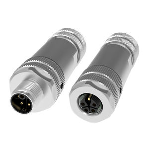 قابس صناعي M12 مقاوم للماء بمعيار IP67، كود K، 4+PE، 5 سنون، موصل تثبيت بالبراغي، معدني بالكامل، محمي، ذكر وأنثى، للتجميع الميداني، معيار DIN - Product Image 1