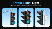 Feu de signalisation LED à 3 sections de 400 mm à prix abordable, rouge, jaune, vert, protection IP53 en PC, visibilité de 300 m, qualité ingénieur