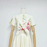 Robe maxi en coton à imprimé floral d'été A12709 avec ceinture et poches