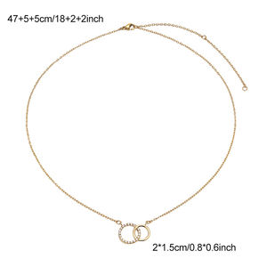Wholesale High Quality <b>Interlocking</b> Two Circles Stainless Steel Perfect Pair Mothers Day Friends Gift <b>Necklace</b> Jewelry for Women - Product Image 2