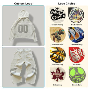 เสื้อฮู้ดดี้สตรีทแวร์ทรงบ็อกซี่ ผ้าคอตตอนริบ 360 กรัม น้ำหนักเบา ไม่มีเชือกผูก  ตกแต่งด้วยงานปัก 3 มิติ ลายฤดูหนาว  แบบซิป  ไหล่ตก  ทรงปกติ - Product Image 3