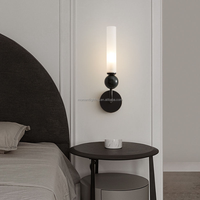 Lampe murale en laiton noir à prix d'usine, vente chaude, avec marbre naturel vert pour la maison, chambre à coucher, chevet, salon, luminaires muraux modernes