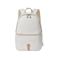 Luxe mignon Oem marque personnalisé Designer logo moyen imperméable hommes Beige toile cuir bricolage jour blanc dos Packs étiquette sac à dos