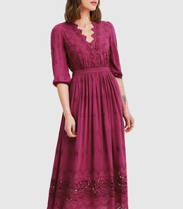 Robe personnalisée à quantité minimale <span class=keywords><strong>de</strong></span> commande bas belle mode vêtements d'été Jacquard mousseline <span class=keywords><strong>de</strong></span> soie tissu brodé dentelle dames longues robes femmes - Product Image 4