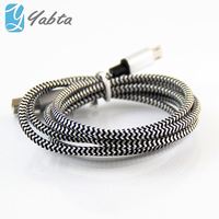 Kabel Data pengisian daya USB, kawat USB kepang nilon panjang 1 Meter untuk iPhone 7 8 9 X XR 11 12 13 Pro Max Mini