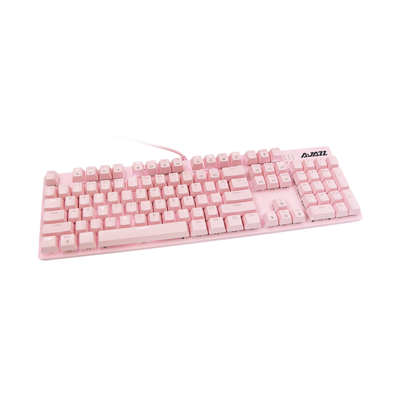 Ajazz ピンクメカニカルゲーミングキーボード 104キー QWERTY LED