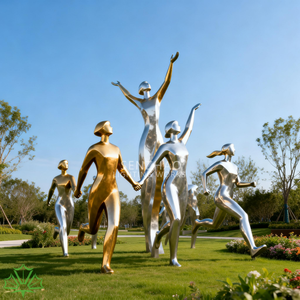 Escultura Moderna de Acero Inoxidable con Figura Corriendo, Instalación de Arte Público para Decoración de Parques y Plazas - Product Image 4
