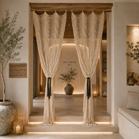 Rideau de porte en macramé fait main, séparateur de pièce en corde de coton style bohème, textile décoratif pour entrée d'hôtel, spa, complexe hôtelier