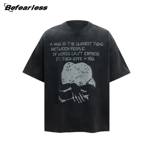 Camiseta de Marca de Moda Personalizada, Estilo Vintage, Holgada, Lavada, Estampada, al por Mayor, Retro Americana, 100% Algodón, Manga Corta, Unisex, en Stock - Product Image 3
