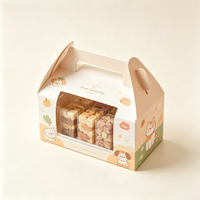 Boîte à gâteau personnalisée pour animaux de compagnie avec poignée et fenêtre, en carton kraft de qualité alimentaire pour anniversaire de chien ou de chat, vente en gros