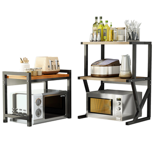 Support de four à micro-ondes en gros à 2 niveaux en bois composite durable avec étagère de rangement réglable - Product Image 1