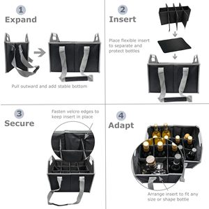 Portador de Vino Plegable y Reutilizable para 12 Botellas con Correa para el Hombro, para Guardar Licores, Champán, Cerveza, Vasos, Compras y Viajes - Product Image 2