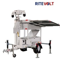 Tragbarer Solar-Sicherheitsturm CCTV-Anhänger Intelligentes CCTV-Kamerasystem 6m Elektrischer Mast IP67 Wasserdicht 2*435W