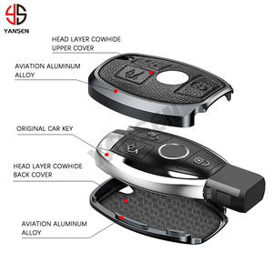 Nueva Funda de cuero de aleación de aluminio para llave de coche para Mercedes W212 W204 para Benz A B C <span class=keywords><strong>E</strong></span> GL S GLA GLK CLS clase AMG W205 W463 W176 - Product Image 5