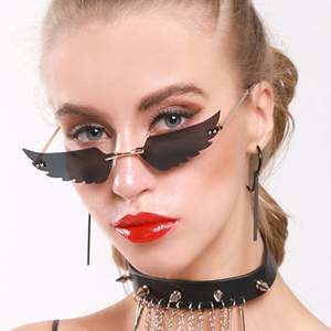 Lunettes de soleil sans monture pour femmes, forme nuage flamme déchirée, style unique, de marque tendance - Product Image 6