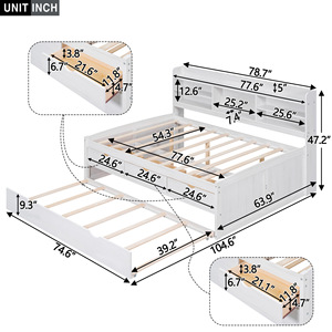 White Solid Wood <b>Storage</b> <b>Sofa</b> <b>Bed</b> With Bookshelves And Drawers For Bedroom Use - Product Image 4