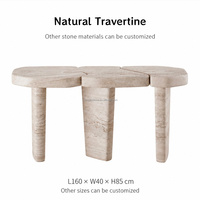 Table console en travertin naturel sur mesure, table d'entrée en pierre organique pour villa, couloir et rénovation intérieure