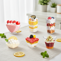 Gobelets en plastique transparent à paroi simple DD2510, diamètre 90 mm, pour desserts, glaces, poudings, vins et apéritifs de fête