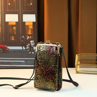 Sac de téléphone à imprimé floral pour femmes, mini pochette à main de style chinois
