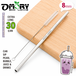 OMORY Pajita de Acero Inoxidable 304 de 30CM con Cepillo de Limpieza, Accesorios para Vasos y Bebidas - Product Image 2