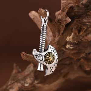 S925 Sterling Silver axe <strong>Pendant</strong> Thai Silver Punk Gothic Fashion Jewelry Tai <strong>Chi</strong> and Eight Trigrams Pattern Men's <strong>Pendant</strong> - Product Image 4