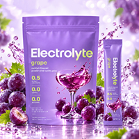 WELLBODY Poudre d'électrolytes saveur raisin, cocktail aromatisé, 0 sucre, 0 glucides, 0 alcool, hydratation rapide, performance, 30 sachets