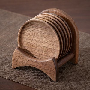 Ensemble de tapis créatifs en bois de noyer pour tasses à thé, tapis isolant et anti-brûlure pour cérémonie du thé, pratique - Product Image 2