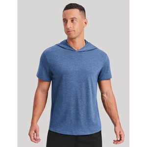 FOXA Men's <b>Short</b> <b>Sleeve</b> <b>Hoodie</b> Lightweight Quick Dry Athletic Pullover Hooded Tee For Workout Fitness - Product Image 2