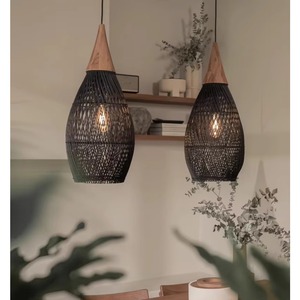 Wabi Sabi Mây Mặt Dây Chuyền Chiếu Sáng <span class=keywords><strong>LED</strong></span> Phòng Ăn Phòng Khách Phòng Ngủ Tre Mây Thiết Kế Đèn Chùm Nhật Bản Retro Treo Đèn - Product Image 6