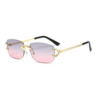 QiangYu RQ Nouvelles Lunettes de Soleil Sans Monture Design Carré Minimaliste Européen et Américain Modèle Unisexe Tendance 810