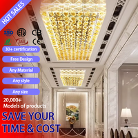 DUOMEIJU Nouvelle Collection Lustre en Cristal Doré Personnalisé Shangying, Plafonnier LED Moderne de Luxe pour Hôtel, Hauteur Réglable
