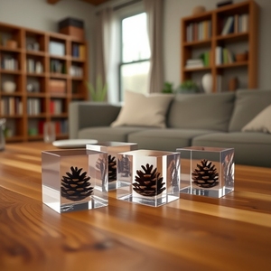 Adornos de Piñas de Pino Acrílicas, Decoración de Mesa de Cristal Transparente Rectangular, Diseño Moderno, Regalo Personal - Product Image 1