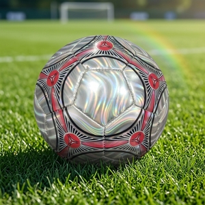 Size 5 Holographic Soccer Ball Silver Iridescent <b>Football</b> <b>Red</b> Black Geometry Pattern Training Ball Wholesale - Product Image 3