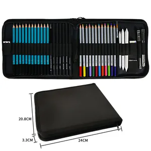 XinyiArt Professional Artists 41 Piece Watercolor Pencil Kit Basics Art Drawing Sketch Pencil Set with Zippered Carry For Artist