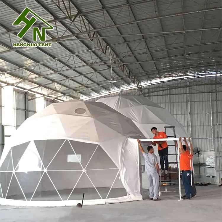Outdoor Waterproof PVC Canvas Hotel Resort Village Garden Coffee House Glamping Event Party Geodesic Camping Round Dome Tent