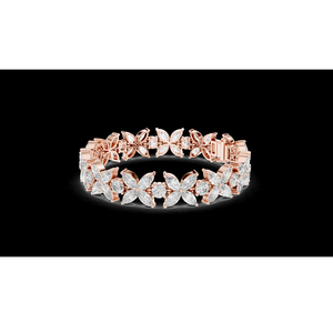 <b>Rose</b> <b>Gold</b> Floral Diamond Chain & Link <b>Bracelet</b> for Women Sterling Silver Classic Style Gift & Party Jewelry with Luxury Sparkle - Product Image 1