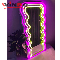 Winbo vente en gros miroir intelligent mignon Kitty avec lumière LED miroir mural décoratif suspendu miroir néon personnalisé