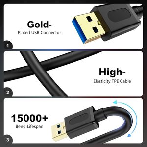 สายเคเบิลถ่ายโอนข้อมูลความเร็วสูง USB เป็น USB ความยาว 6 ฟุต แบบชายต่อชาย USB A เป็น USB A - Product Image 2