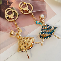 En gros Porte-clés Ballerine en Strass et Cristal, Breloque de Sac en Métal, Pendentif Perle, pour Filles et Danseuses de Ballet