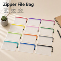 Organisateur de fichiers en PVC transparent avec fermeture éclair, format A4, pochette en maille imperméable pour le rangement de cosmétiques et de fournitures de bureau, directement de l'usine