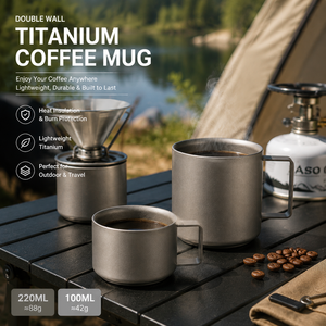 Double Wall Titanium <b>Mug</b> Titanium Coffee <b>Mug</b> Pure Titanium Insulated <b>Mug</b> for Camping <b>Travel</b> Outdoor Coffee <b>Tea</b> With Handle - Product Image 6