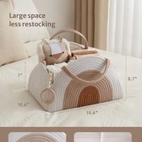 Organisateur de couches pour bébé avec logo personnalisé, panier de rangement portable en corde de coton avec poignées pour les essentiels du nouveau-né