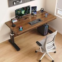 Bureau d'ordinateur en bois massif réglable en hauteur pour chambre à coucher, usage domestique, bureau, écriture, jeux - Design minimaliste et élégant, fabriqué en Chine