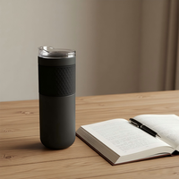 Tumbler Vakum Dinding Ganda Stainless Steel 450ml Anti Bocor Bebas BPA, Mug Kopi untuk Perjalanan, Botol Air untuk Mobil