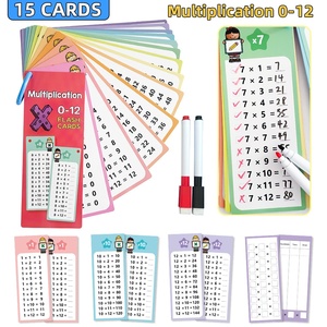 15 Carte di Moltiplicazione Matematica 0-12, Tabella di Moltiplicazione Riutilizzabile e Cancellabile, <span class=keywords><strong>Carta</strong></span> Decorata, Ausili Didattici per l'Apprendimento della Matematica per Bambini - Product Image 3