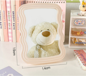 Espejo de Maquillaje de Escritorio con Diseño Ondulado Irregular, Estilo Estético Coreano, Espejo Cosmético Decorativo para Colgar en la Pared, para Dormitorio - Product Image 2