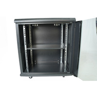Armoire de serveur réseau murale en acier personnalisée 12U 19 pouces, porte en verre trempé noir, profondeur 450 mm, marque HTYZ, en stock