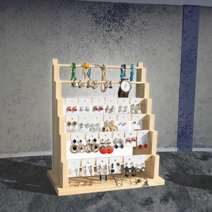 Support de présentation de bijoux en bois massif, écologique et artistique, pour boucles d'oreilles, bracelets, organisateur pour clips d'oreille, anneaux, bijoux suspendus, cadeau - Product Image 3