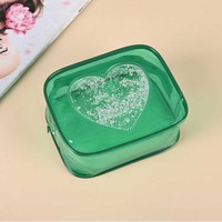 Sac de maquillage en PVC transparent personnalisé avec logo d'usine, avec paillettes ou gel à l'intérieur, sac cosmétique imperméable en PVC pour femmes, pour utilisation en salle de bain, pochette pour femme