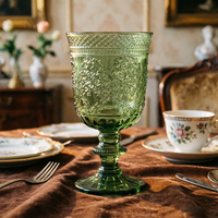 Gobelet à vin en verre artisanal, orné et gaufré, écologique, de couleur, style européen, résistant au lave-vaisselle, idéal pour les événements et les célébrations